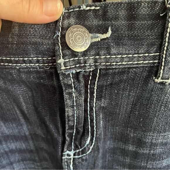 Maurices Embellished Y2K Micro Mini Whiskered Denim Jean Skirt Juniors 11/12 - Picture 5 of 13